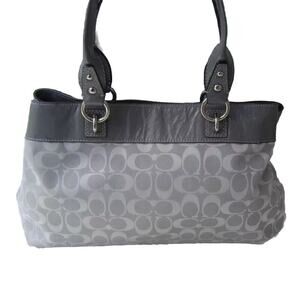 COACH Shoulder bag. PENELOP Grey SIGNATURE TOTE #15533 EUC